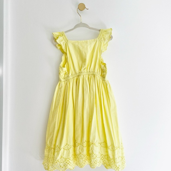 Cat & Jack 4T Sunny Yellow Eyelet Ruffle Dress - BEAUTIFUL - Like New - Picture 2 of 4